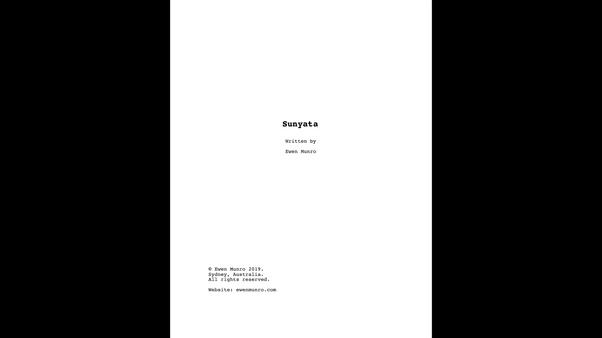 Cover page of the 'Śūnyatā' screenplay